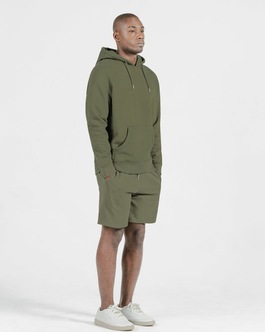 Military Olive Organic Cotton Hooded Sweatshirt